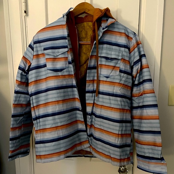 XL men’s striped jacket with hoodie and zipper - Picture 1 of 2